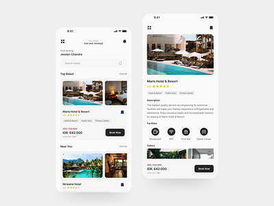 Hootel - Hotel Booking App 🛫 apartment app application book booking branding clean design hotel illustration logo mobile staycation travel ui ux