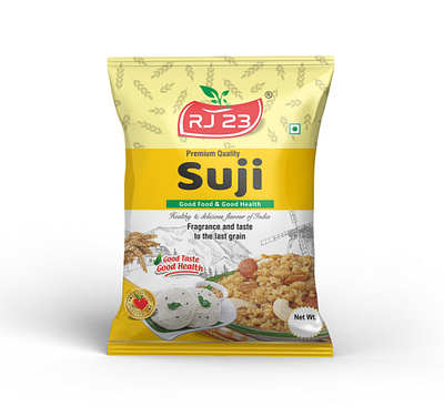 Suji Pouch Design box design branding design food packaging indian good label design logo design mockup mockup design packaging product design suji packaging suji pouch design wheat packaging