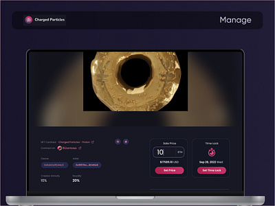 Crafted an Intuitive Manage Page for Charged Particle blockchain branding dark dark theme design graphic design manage page ui uiux ux ux design vector web3
