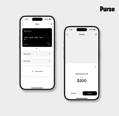 Purse: fintech app for bill splitting design figma fintech inspiration modern ui