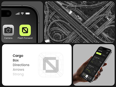 Logistics app icon design - Flash Forward app design app icon app logo cargo ios app icon logistics minimal logo ui