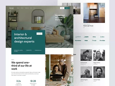 Nomad - Interior & Architect Agency Landing Page agency animation b2b clean company dipa inhouse framer homepage landing page minimal modern saas startup studio ui ui design web web design webflow website