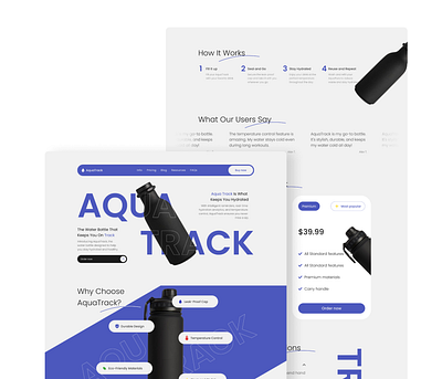 AquaTrack landing page design figma landing page ui uiux web design