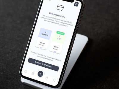 Select subscription plan UI mobile app product design select plan