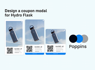 Coupon Modal blue black challenge coupon coupon modal design hydro coupon minimal minimal design modals poppins ui ui ux