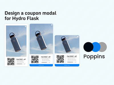 Coupon Modal blue black challenge coupon coupon modal design hydro coupon minimal minimal design modals poppins ui ui ux