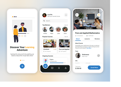 Education App course app courses e learning education app elearning graphic design learning learning app lessons logins mobile design online course splash screen study app tutorial ui ui mobile ux walk through