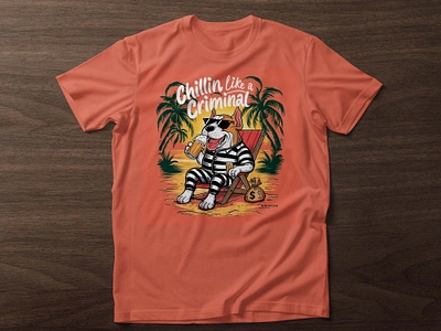 Chillin Like a criminal Dog t-shirt Design custom t shirt design dog t shirt illustration retro t shirt t shirt design typography typography t shirt design