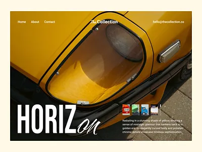 The Collection car design landing page ui ux ux design vintage web design yellow