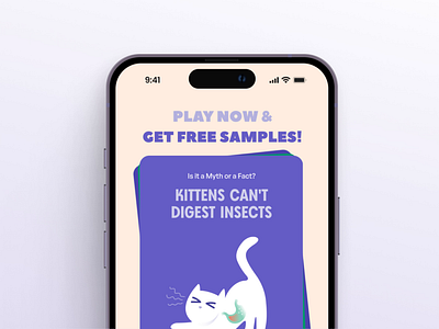 Pawprints: Myth or Fact? Gamified Cards for Pet Food Free Sample animation card cat food clean design design dog food flat design gamification graphic design illustration minimalistic mobile design motion graphics pet pet food ui ui design uiux ux website design