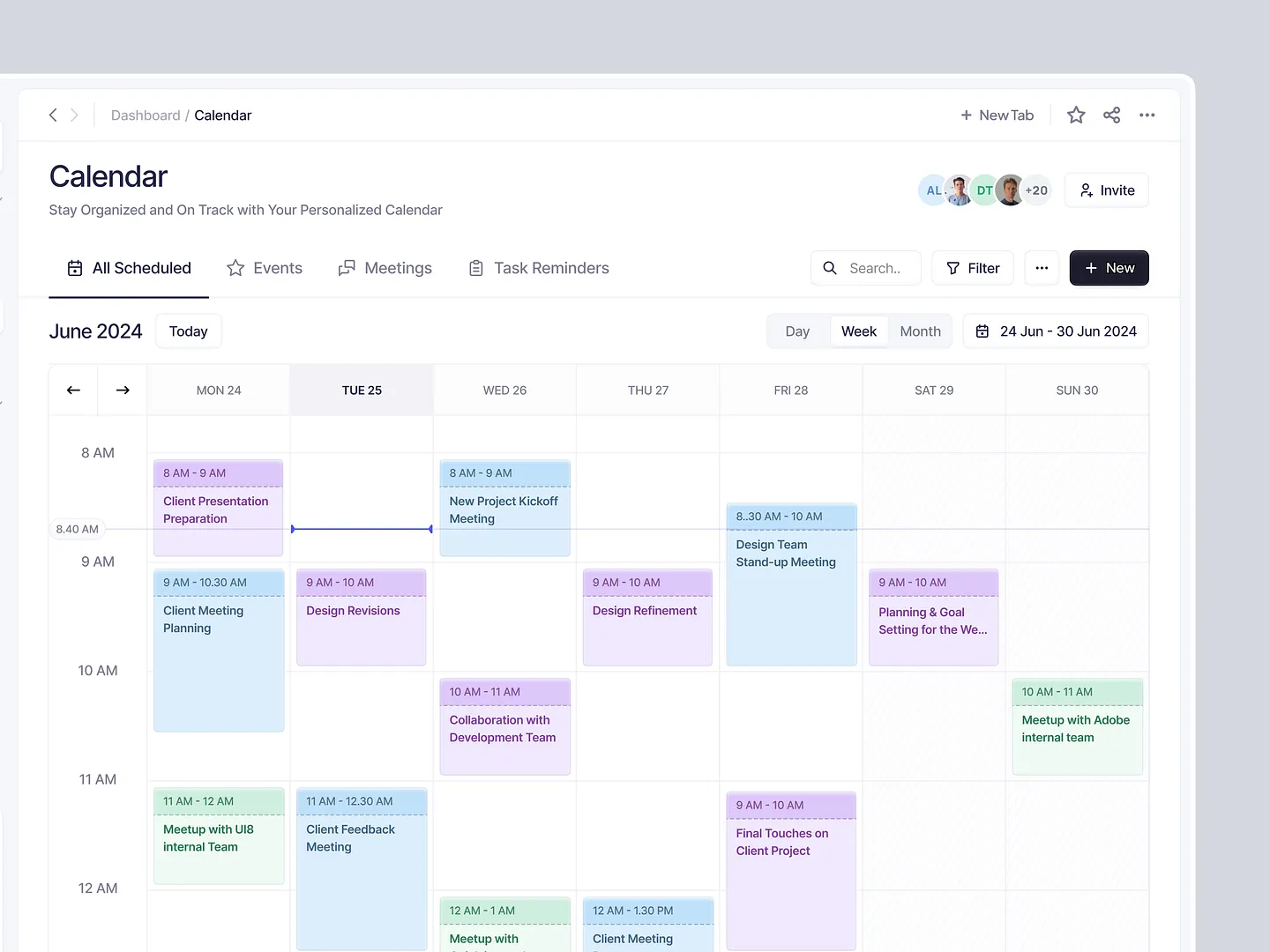 Modern Calendar View Design for Efficient Scheduling