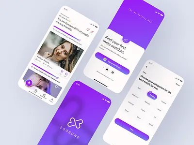 Esobond Dating App branding design illustration mobile ui ux