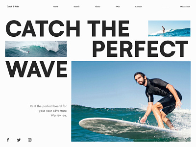 Ride the World's Waves: Surfboard Rentals Made Easy (#Day22) 30daysofwebdesign branding clean web design design editorial illustration minimalist minimalistdesign surfboard rental surfer traveler ui web design webdesigner