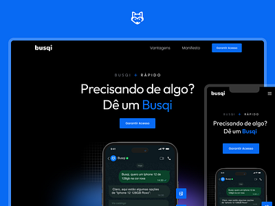 Busqi app artificial intelligence chat chatbot design ia landingpage startup technology ui uidesign website