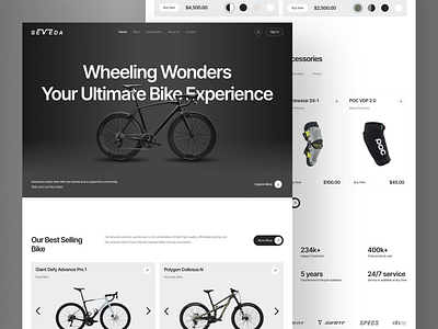 SEVEDA - Bike Marketplace Website 🚲 bicycle bike design homepage landing page marketplace ride shop ui uiux web design website design