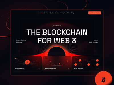 Blockchain solution branding and homepage design bitcoin blockchain branding crypto dao dark mode decentralization decentralized design ecosystem graphic design header homepage illustration ui ux web3