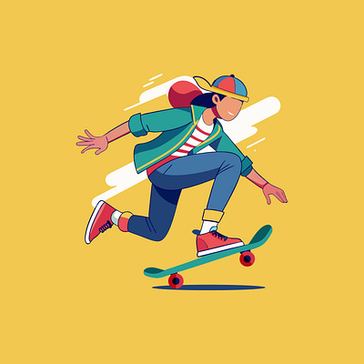 Skateboarding Illustration cartoon design flat design flat illustration graphic design illustration skateboard sport vector