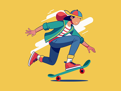 Skateboarding Illustration cartoon design flat design flat illustration graphic design illustration skateboard sport vector