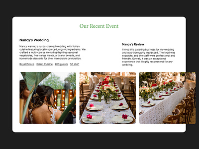 Catering Business Recent Event Design with Review business catering review ux uxui web design wedding