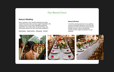 Catering Business Recent Event Design with Review business catering review ux uxui web design wedding
