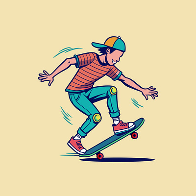 Skateboarding Illustration design flat illustration graphic design illustration men skate skateboard skateboarding ui vector