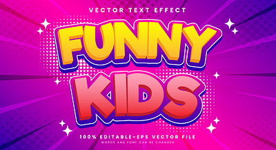 Funny Kids 3d editable text style Template fantasy