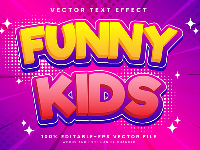 Funny Kids 3d editable text style Template fantasy