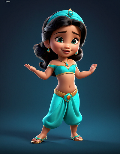 3D Princess Jasmine Disney Character Style 3d 3d character 3d digital illustration 3d princess disney baby princess clipart digital download art digitalcartoon digitalportrait disneyportrait fantasy character art jasmine character png