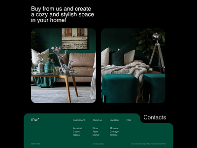 landing page for a furniture store