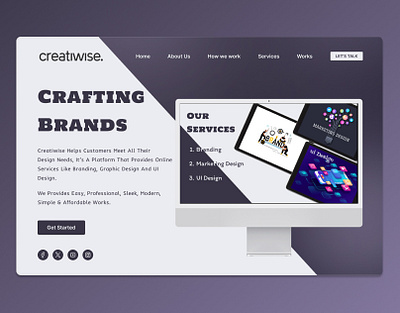 Creatiwise Landing Page Design advertising animation brand brand identity branding design designer figma graphic design illustration logo mockup photoshop ui ux web design website design