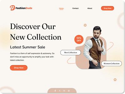 Fashion Dude Fashion Store Landing Page advertising animation bra brand identity branding design designer fashion store figma graphic design illustration landing page logo photoshop ui ux web design website design