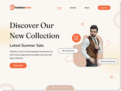 Fashion Dude Fashion Store Landing Page advertising animation bra brand identity branding design designer fashion store figma graphic design illustration landing page logo photoshop ui ux web design website design