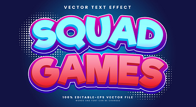 Squad Games 3d editable text style Template fun