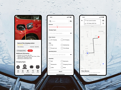 Electric Vehicles App graphic design ui