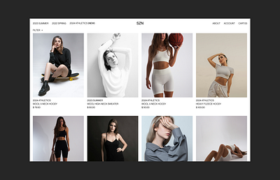 SZN - Products - Page Style Test - 001 apparel branding design ecommerce fashion graphic design hype illustration inspiration landing page logo products shop ui ux vector website