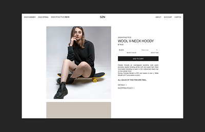 SZN - Product Details Page - style test 001 branding cart design ecommerce graphic design illustration inspiration landing page logo product product details page product page shop ui ux vector website