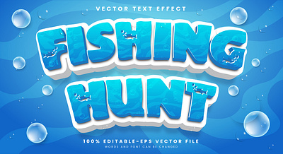 Fishing Hunt 3d editable text style Template fluid