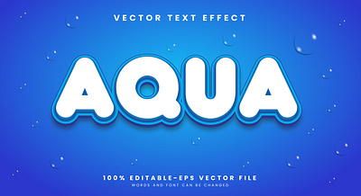 Aqua 3d editable text style Template fresh water