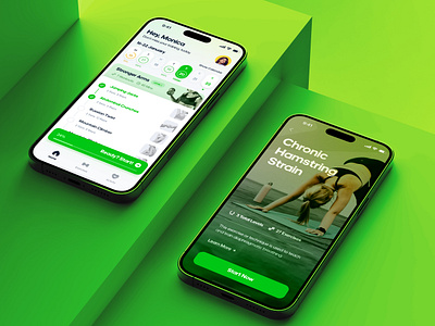 Recovit - Fitness Mobile App: Crafted exercises for everyone. 3d app branding concept exercise figma fitness flat graphic design green health ios logo mobile mobile app mockup product design recovit ui uiux