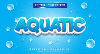 Aquatic 3d editable text style Template fresh water