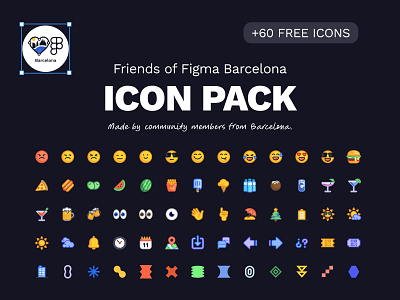 FoF Barcelona Icon Pack burger clock drinks eyes figma food free icon pack icons location pictogram shapes smiles ui vacations weather