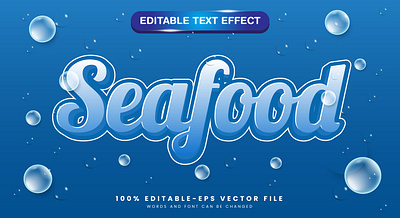 Seafood 3d editable text style Template frozen