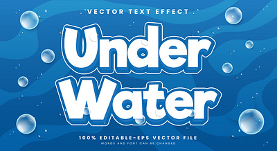 Under Water 3d editable text style Template fresh