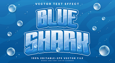 Blue Shark 3d editable text style Template floods