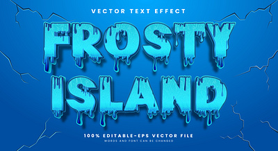 Frosty Island 3d editable text style Template glossy