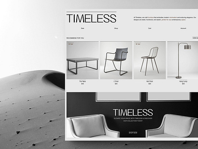 TIMELESS - Furniture Studio agency brand identity branding design design trend figma furniture graphic design illustration light minimalism mockup modern product simple ui uiux ux web web design