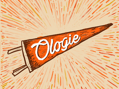 Ologie Pennant branding design fireworks flag graphic design handdrawn illustration logo orange pennant typography vintage