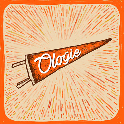 Ologie Pennant branding design fireworks flag graphic design handdrawn illustration logo orange pennant typography vintage