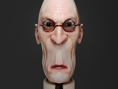 #184 Blender 3D, Sculpting / Middle poly 3d angry blender character face gameready lowpoly man semi
