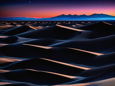 Desert Sands Embrace the Twilight Glow in the Mojave 3d ai aigc artwork branding colorful design illustration landscape nature textured visual